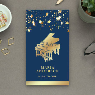 Gold Foil Confetti Grand Piano Musician Pianist Business Card