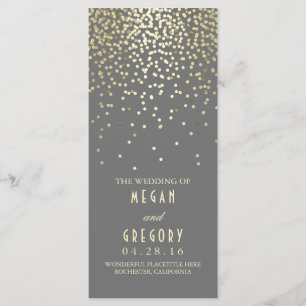 Gold Foil Confetti Wedding Programs Programme