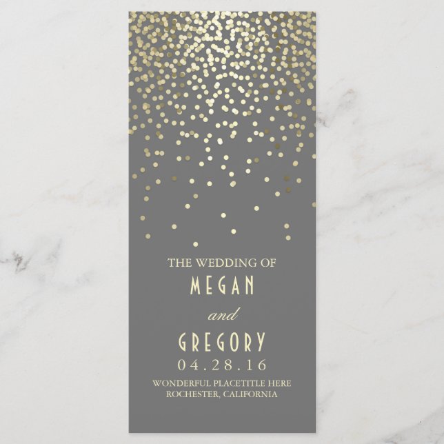 Gold Foil Confetti Wedding Programs Programme (Front)