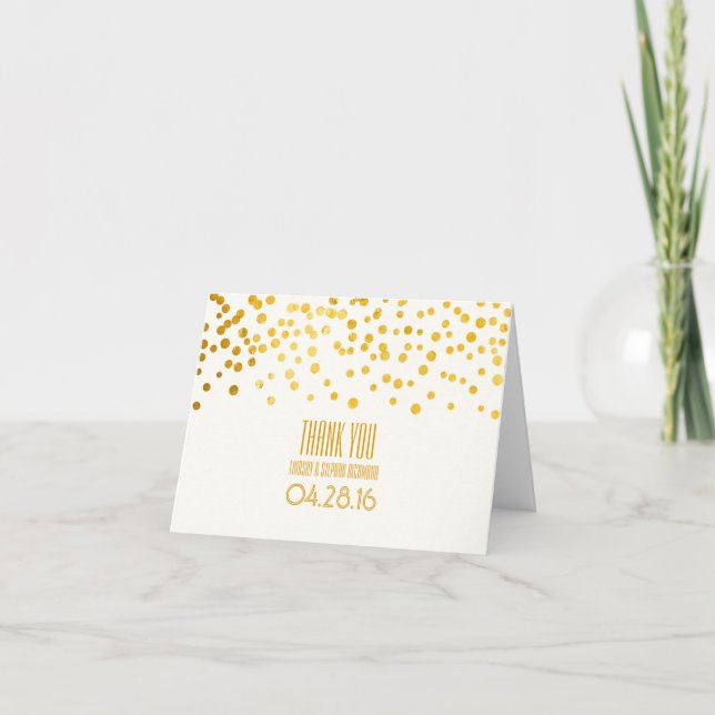 Gold Foil Confetti Wedding Thank You Card (Front)