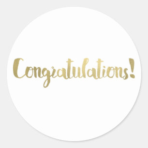 Gold Foil Congratulations Modern Script Thank You Classic Round Sticker