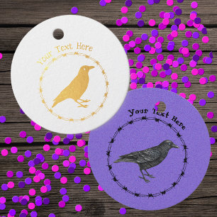 Gold Foil Crow Silhouette Star Eyes Barbed Wire Favour Tags