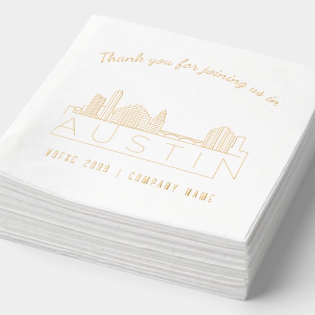 Gold Foil Custom Austin Corporate Event Napkins (Detail)