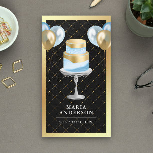 Gold Foil Custom Blue Cake Balloons Event Planner Business Card