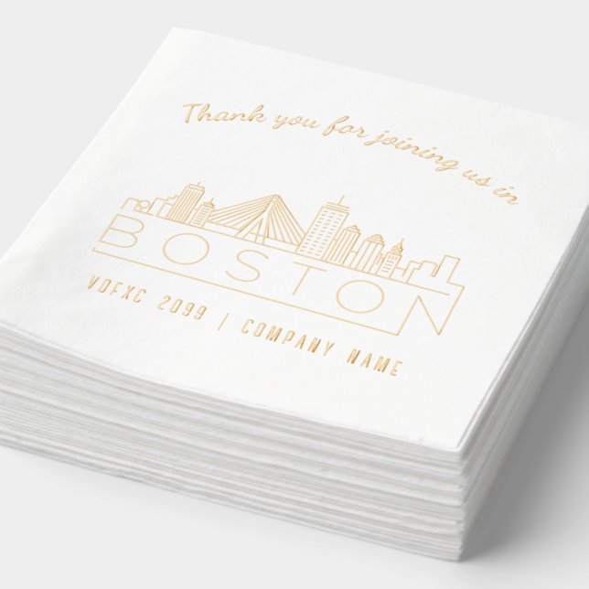 Gold Foil Custom Boston Corporate Event Napkins (Detail)