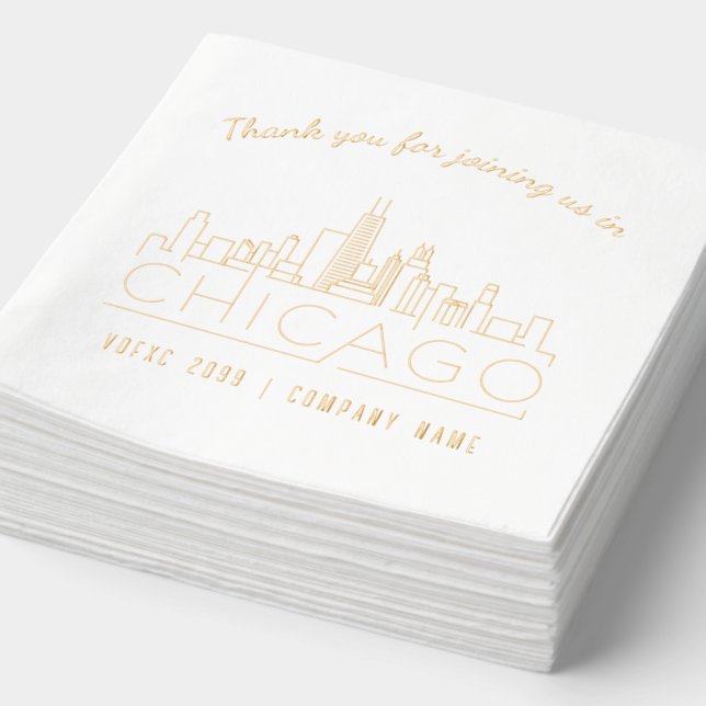 Gold Foil Custom Chicago Corporate Event Napkins (Detail)