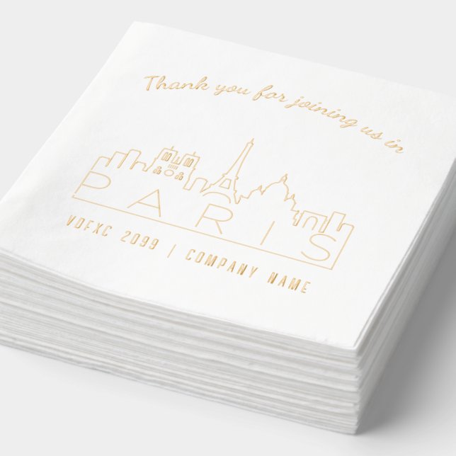 Gold Foil Custom Paris Corporate Event Napkins (Detail)