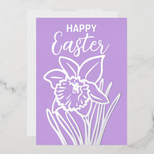 Gold Foil Daffodil Floral Happy Easter