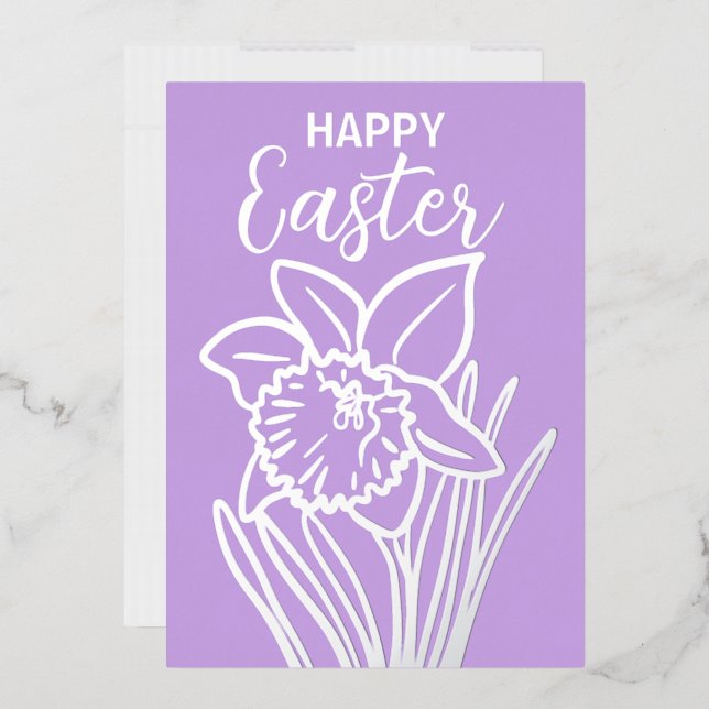 Gold Foil Daffodil Floral Happy Easter  (Envelope)