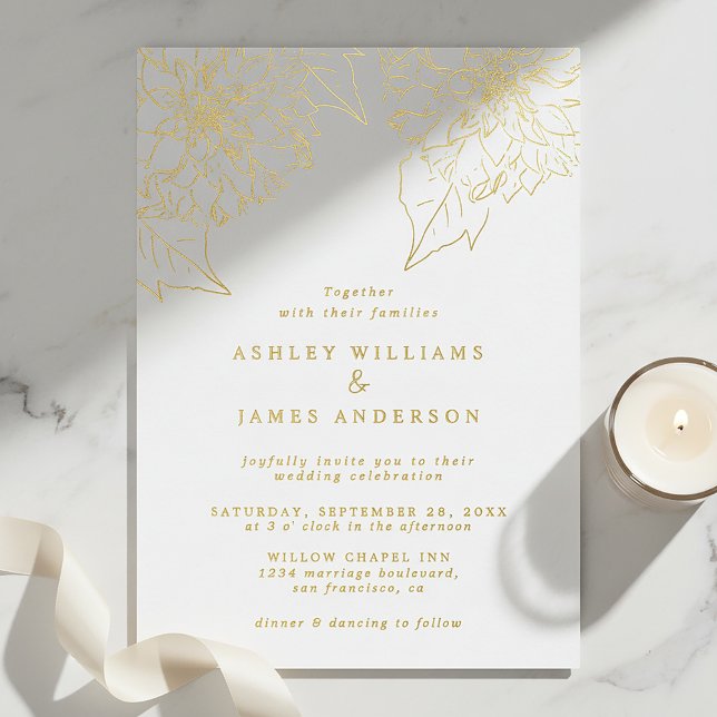 Gold Foil Dahlia Floral Elegant Wedding (Creator Uploaded)