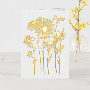 Gold Foil Daisies Cheerful Custom Text  Foil Greeting Card