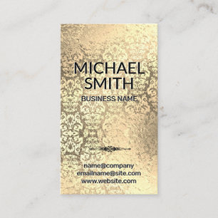 Gold Foil Damask Pattern Business Card