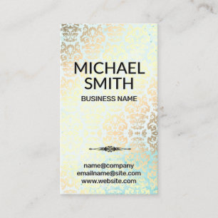 Gold Foil Damask Pattern   Lux Fancy Business Card