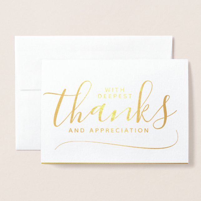 Gold Foil Deepest Thanks & Appreciation Foil Card (Front With Envelope)