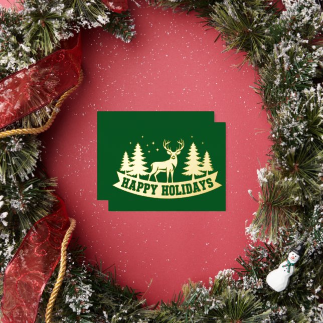 Gold Foil Deer Christmas Card (Insitu)