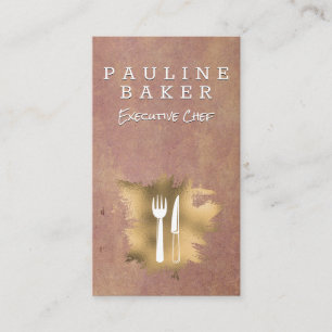 Gold Foil Dinnerware   Rustic Background Business Card