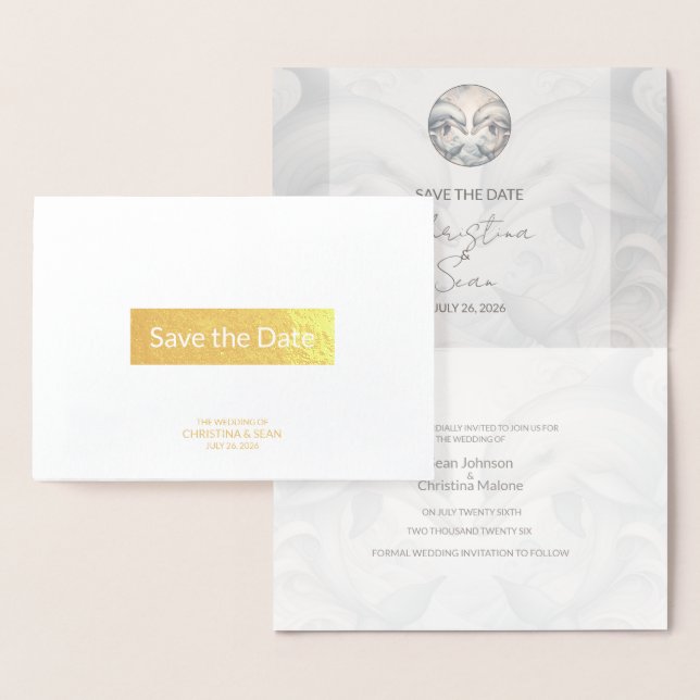 Gold Foil Dolphin Wedding Save the Date Card (Display)