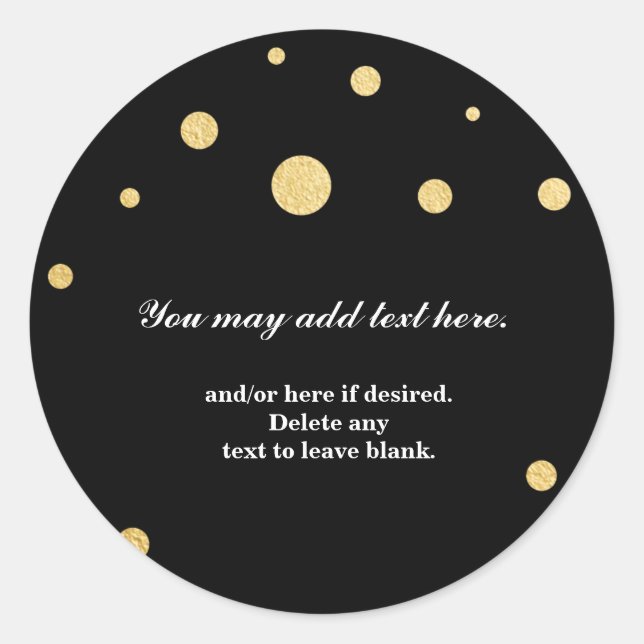 Gold Foil Dot Black Modern Wedding Bridal  Sticker (Front)
