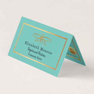 Gold Foil Dragonfly - Double Loyalty Business Card
