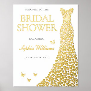 Gold Foil Dress Bridal Shower Welcome Sign