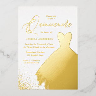 Gold Foil Dress Elegant Golden Quinceanera Party F