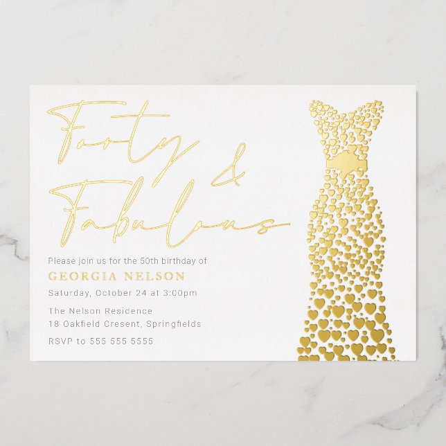 Gold Foil Dress Forty & Fab 40th Birthday Party (Front)