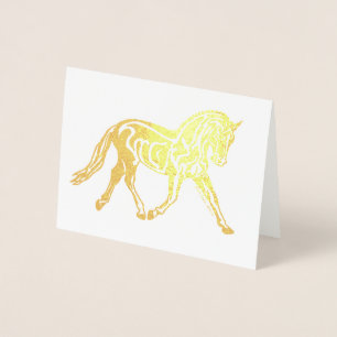 Gold Foil Dressage Horse Card