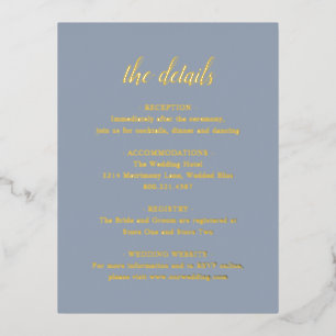 Gold Foil Dusty Blue Wedding Enclosure Card