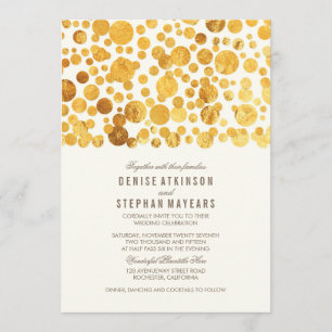 Gold Foil Effect Confetti Elegant Wedding Invitation
