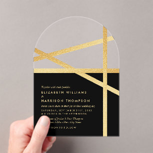 Gold Foil Effect Geometric Style Wedding Acrylic Invitations