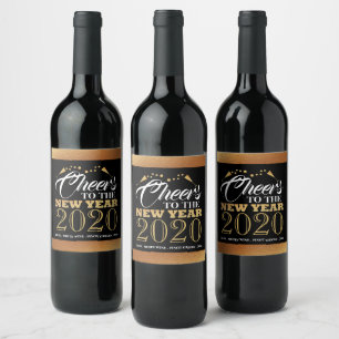 Gold Foil Effect, Sparkling Wine Bubbles, New Year Wine Label