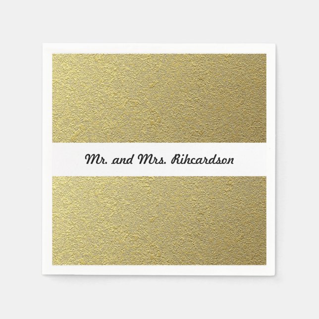 Gold Foil Effect Wedding Napkin (Front)