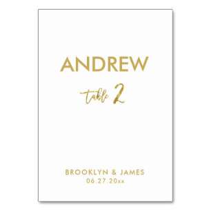 Gold Foil Effect Wedding Table Cards Table 2