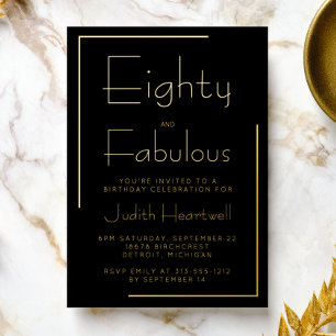 Gold Foil Eighty and Fabulous 80th Birthday Party