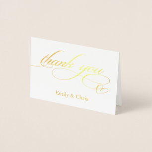 Gold Foil    Elegant Calligraphy Photo Thank You Card