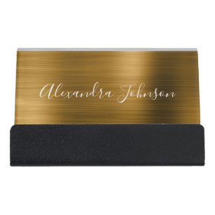 Gold Foil Elegant Modern Luxury Desk Business Card Holder