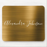 Gold Foil Elegant Modern Luxury Mouse Pad<br><div class="desc">Faux Gold Metallic Foil Girly Office Business Mousepad with white lettered typography for the monogram signature. The Monogrammed Signature Gold Faux Foil Mouse pad can be customised with your name. Please contact the designer for customised matching items.</div>