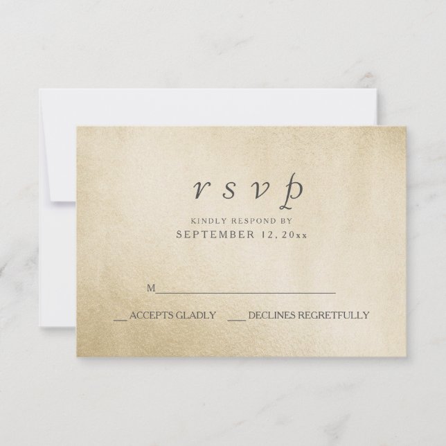 Gold foil Elegant Modern Wedding RSVP Card (Front)