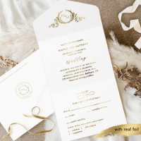 Gold Foil Elegant Monogram Wedding