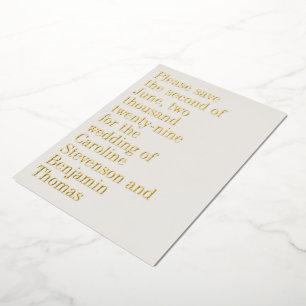 Gold Foil Elegant Script Wedding Save the Date