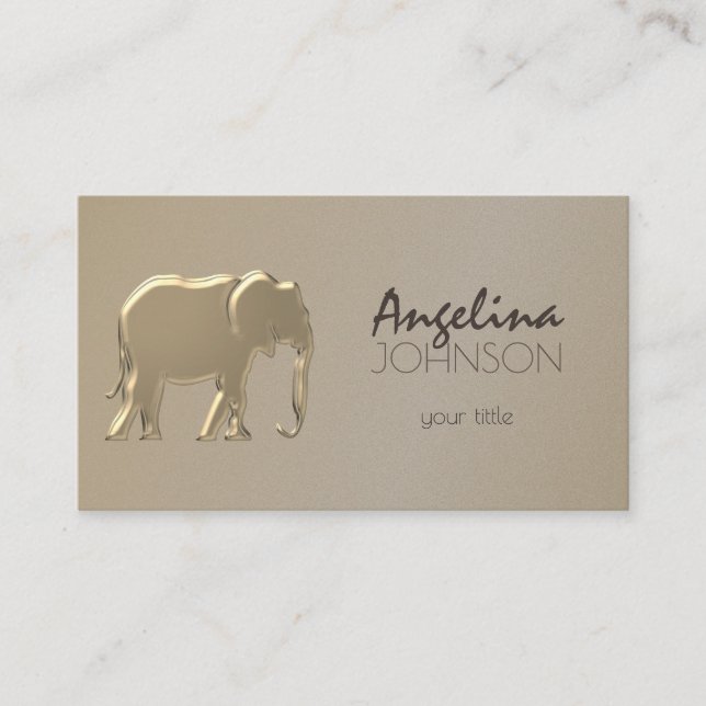 Gold Foil Elephant Modern Business Card (Front)