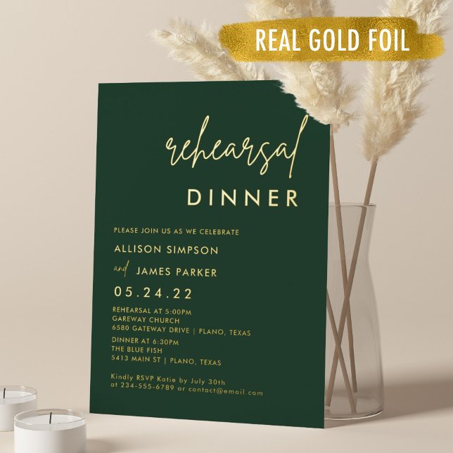 Gold Foil Emerald Green Rehearsal Dinner  (Creator Uploaded)