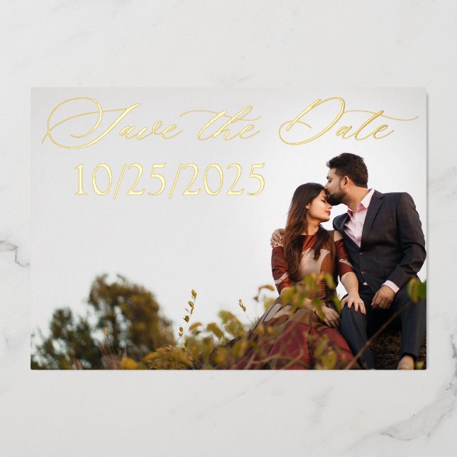Gold Foil Engagement Save the Date (Front)