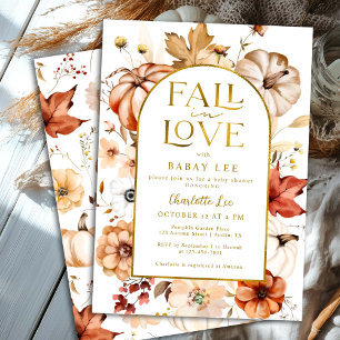 Gold Foil Fall in Love Arch Russet Baby Shower Invitation