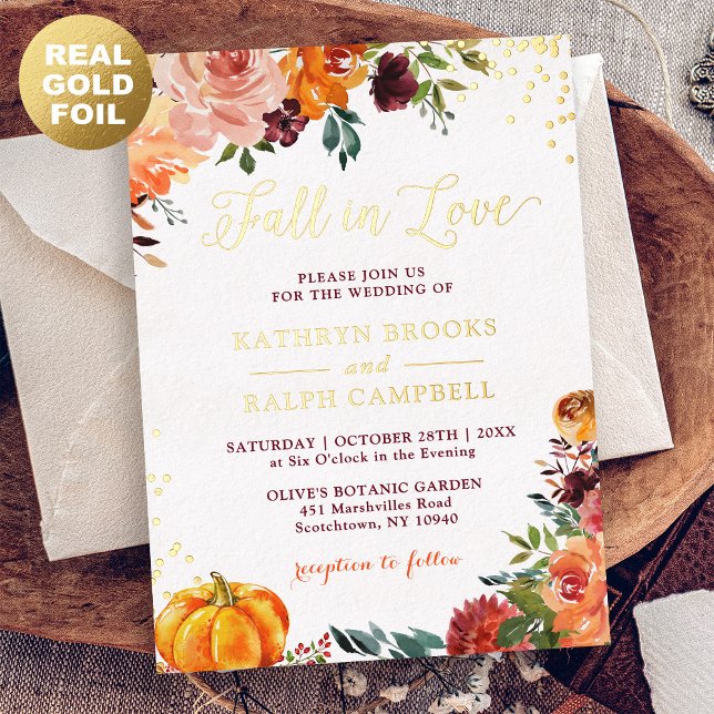 Gold Foil Fall in Love Autumn Floral Wedding (Creator Uploaded)