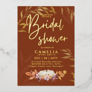 GOLD FOIL Fall Pumpkin BRIDAL SHOWER QR Code