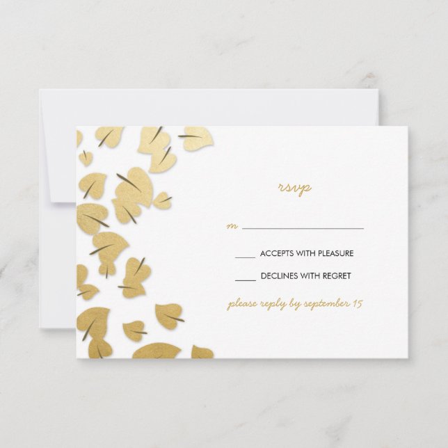 Gold Foil Falling Leaves RSVP Card (Front)