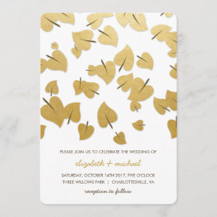Gold Foil Falling Leaves Wedding Invitation