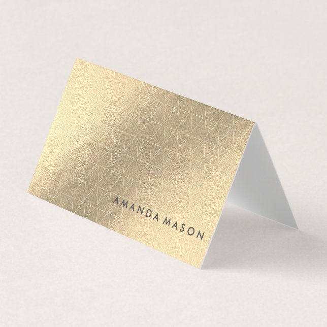Gold Foil | Fashionable Lux Triangle Pattern Business Card (Front)