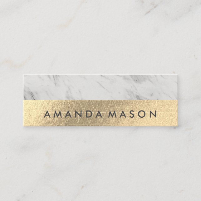 Gold Foil | Fashionable Lux Triangle Pattern Mini Business Card (Front)